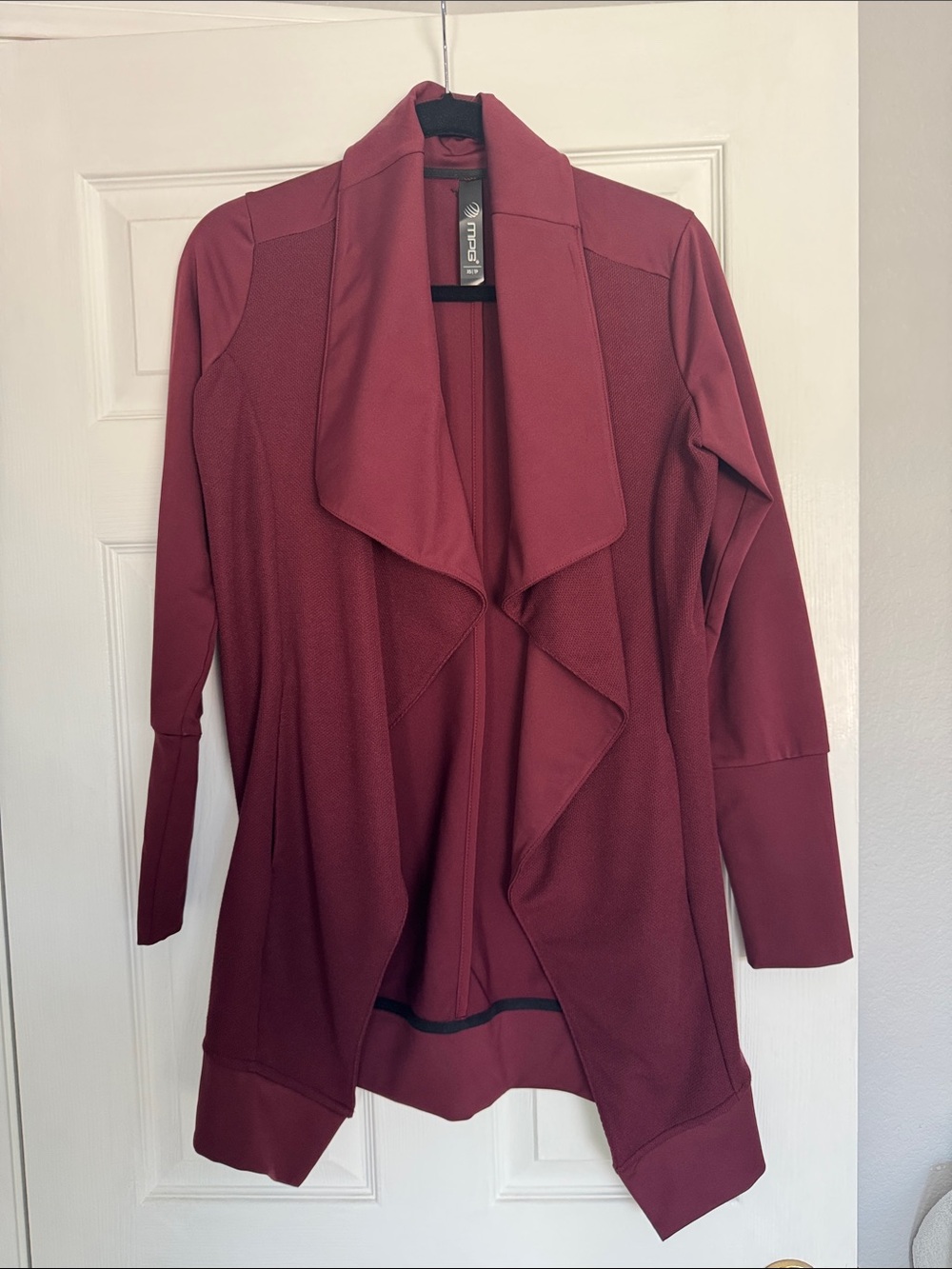 Women's Wine Open-Front Draped Cardigan